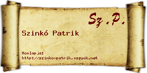 Szinkó Patrik névjegykártya