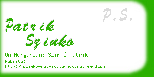 patrik szinko business card